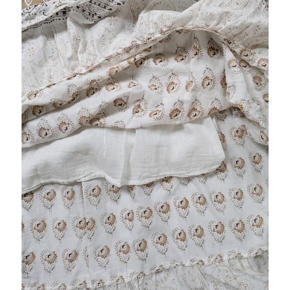 Cache Smocked Tiered White, Tan and Gold Sundress Size Large - Picture 3 of 7